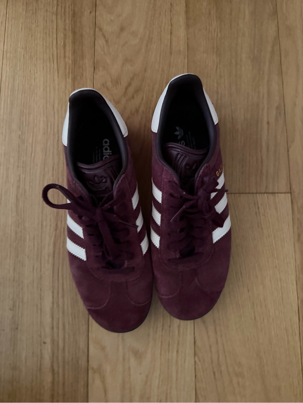 Adidas Gazelle Burgundy Suede Sneakers with White Stripes